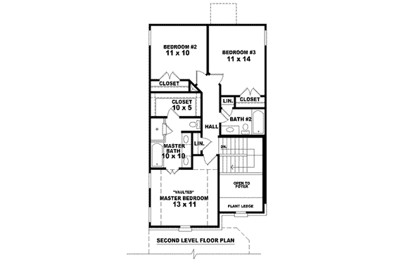 Floor Plan - Upper Floor for Traditional House Plan #81-1366 - 3 bed, 2.5 bath