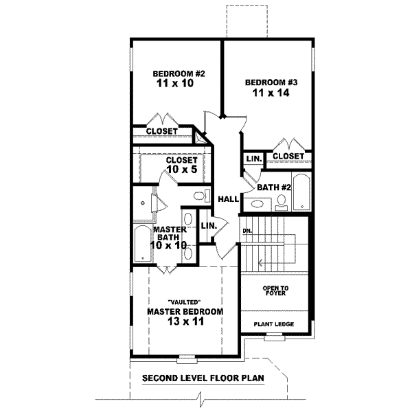 Floor Plan - Upper Floor for Traditional House Plan #81-1366 - 3 bed, 2.5 bath