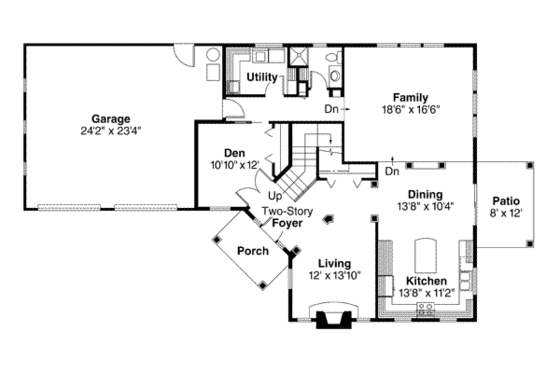 Floor Plan - Main Floor for Traditional House Plan #124-465 - 3 bed, 3 bath