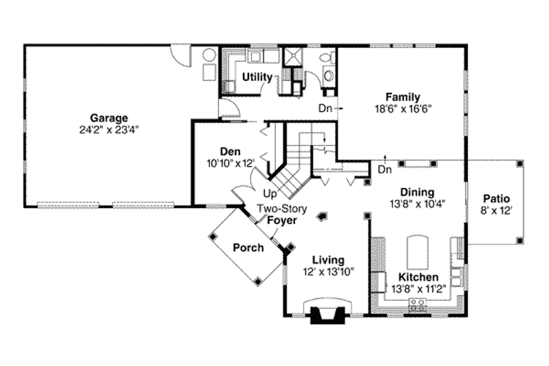 Home Plan - Floor Plan - Main Floor for Traditional House Plan #124-465 - 3 bed, 3 bath