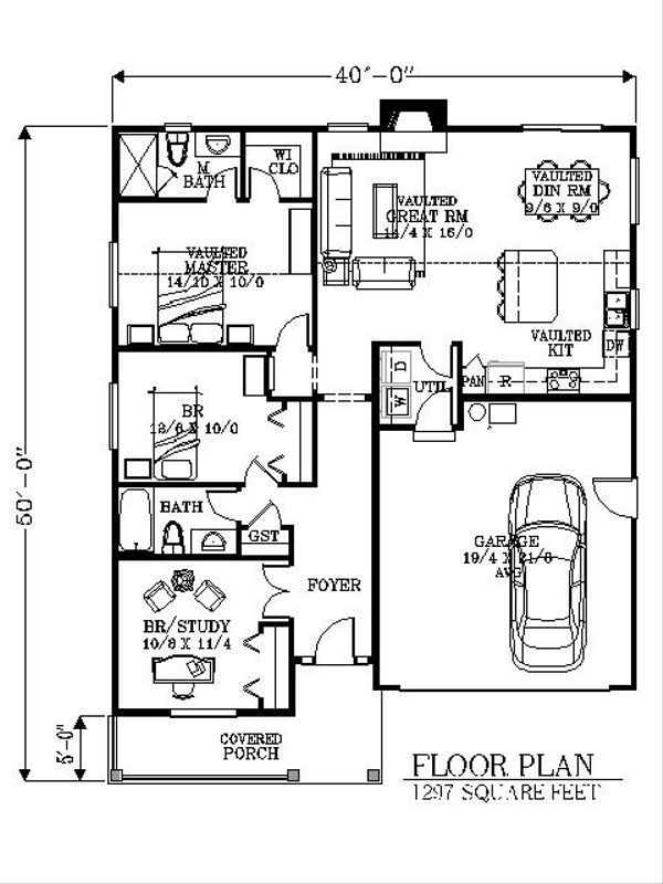 Bungalow Floor Plan - Main Floor Plan #53-434