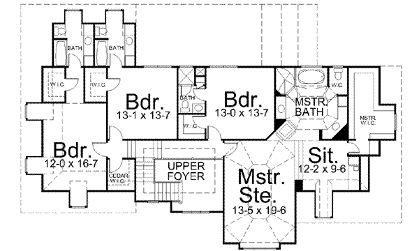 Architectural House Design - European Floor Plan - Upper Floor Plan #119-215