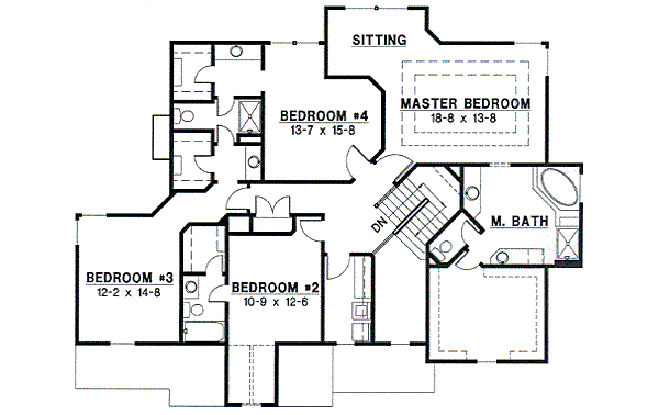 Traditional Floor Plan - Upper Floor Plan #67-564