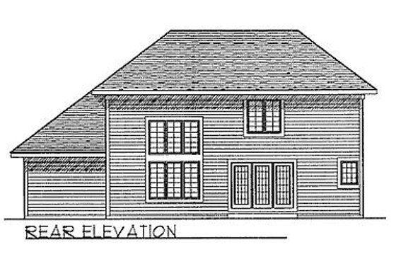 Exterior - Rear Elevation for Traditional House Plan #70-283 - 3 bed, 2.5 bath