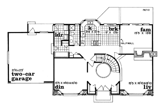 Floor Plan - Main Floor for Tudor House Plan #47-446 - 4 bed, 3 bath