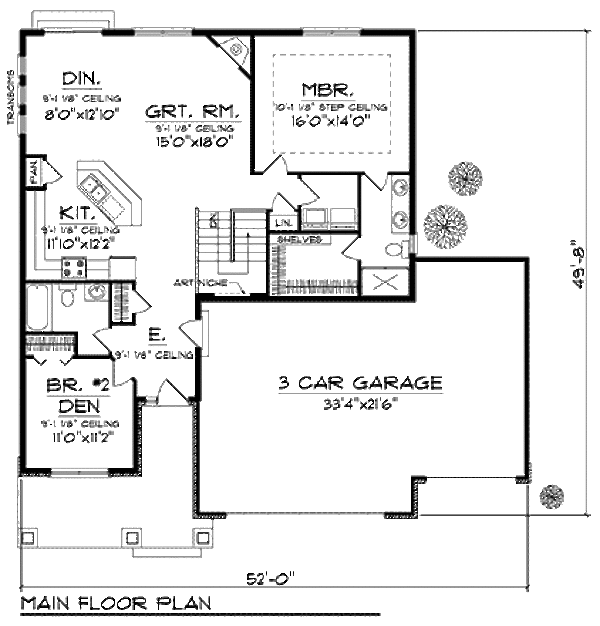 Craftsman Floor Plan - Main Floor Plan #70-899