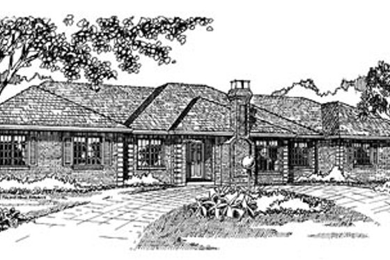 Exterior - Front Elevation for European House Plan #47-174 - 3 bed, 2.5 bath