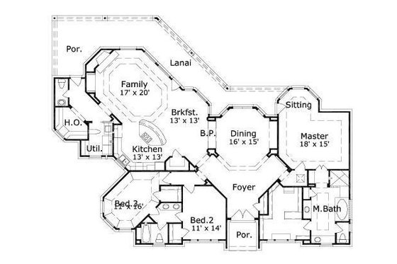 Floor Plan - Main Floor for European House Plan #411-652 - 3 bed, 2.5 bath