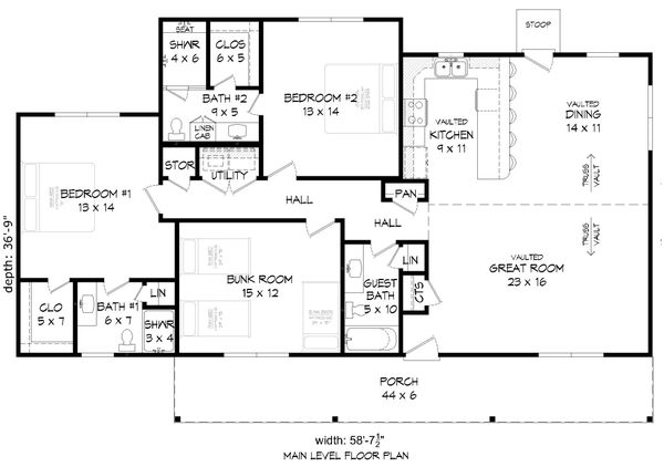 Country Floor Plan - Main Floor Plan #932-370