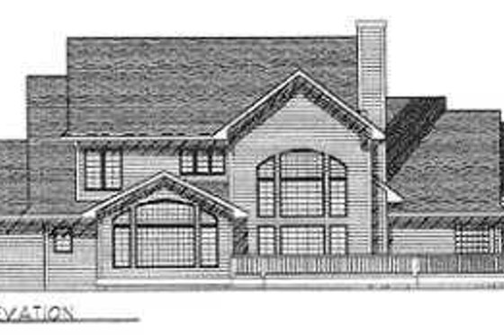 Exterior - Rear Elevation for European House Plan #70-473 - 4 bed, 3.5 bath
