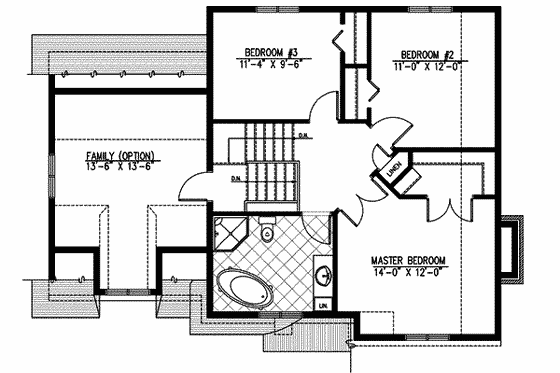 Floor Plan - Upper Floor for European House Plan #138-120 - 3 bed, 1.5 bath