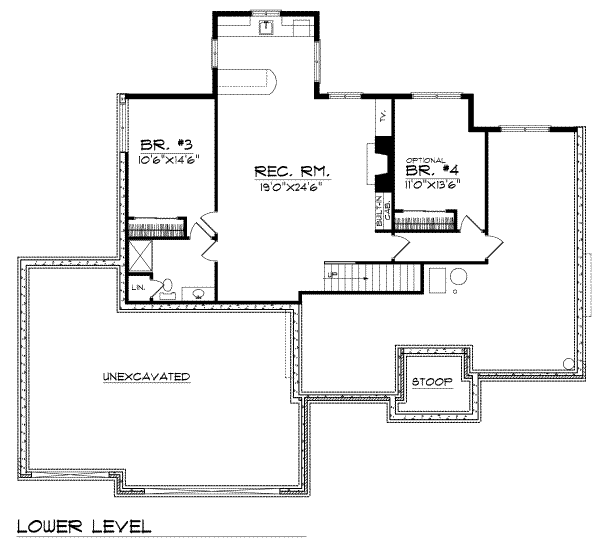 Architectural House Design - Traditional Floor Plan - Lower Floor Plan #70-218