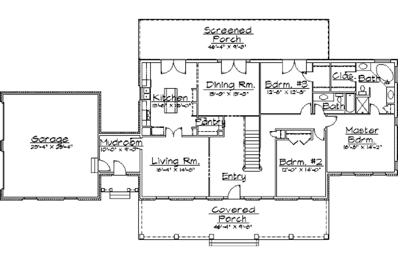 Dream House Plan - Floor Plan - Main Floor for Country House Plan #31-108 - 4 bed, 3 bath