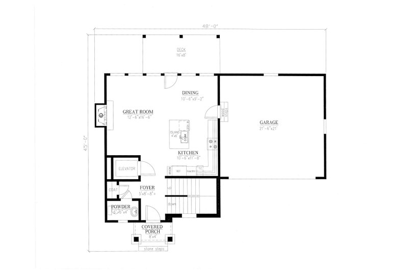 Architectural House Design - Floor Plan - Main Floor for Craftsman House Plan #437-91 - 2 bed, 2.5 bath