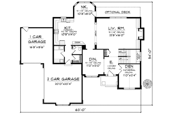 Floor Plan - Main Floor for Traditional House Plan #70-628 - 4 bed, 2.5 bath