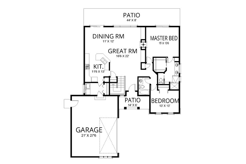 Dream House Plan - Floor Plan - Main Floor for Craftsman House Plan #112-263 - 4 bed, 3 bath
