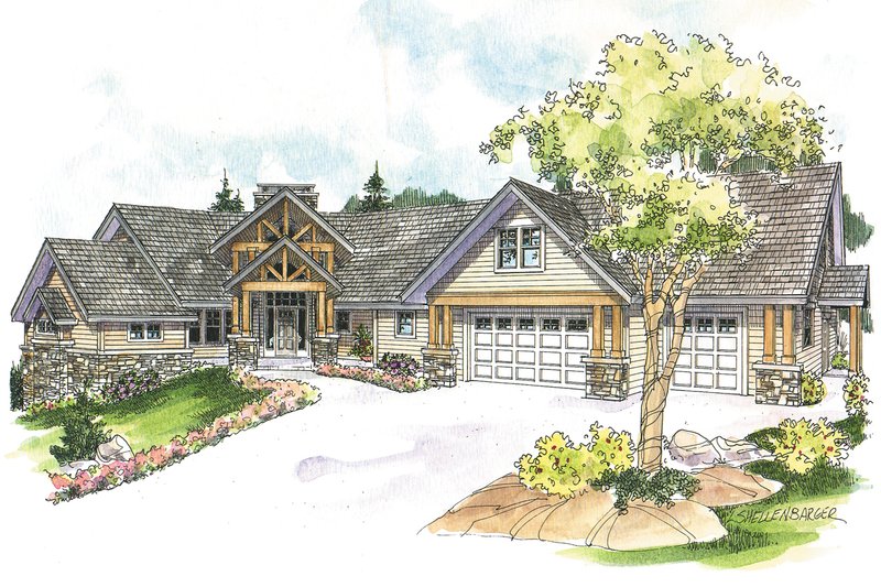 House Blueprint - Craftsman Exterior - Front Elevation Plan #124-1148
