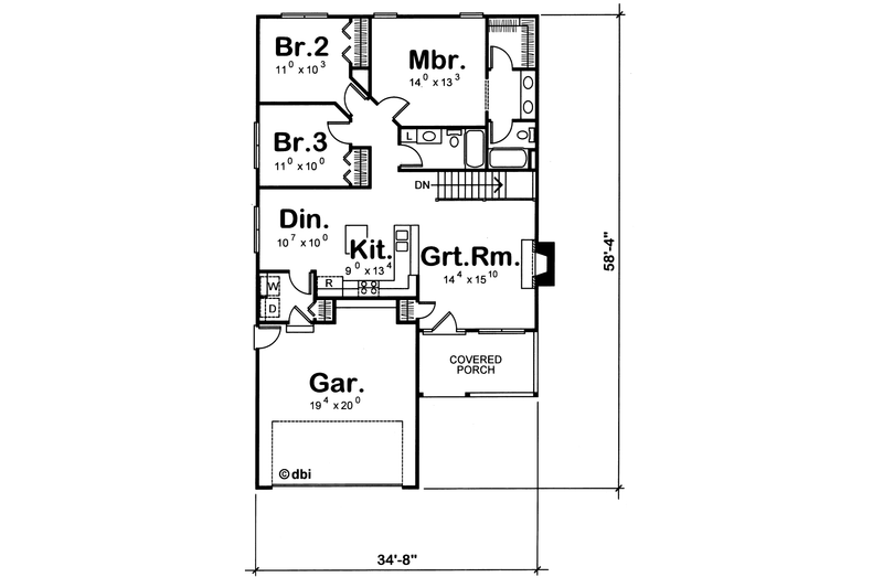 Dream House Plan - Floor Plan - Main Floor for Traditional House Plan #20-2223 - 3 bed, 2 bath