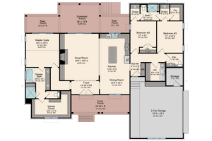 Floor Plan - Main Floor for Traditional House Plan #1081-1 - 3 bed, 2.5 bath