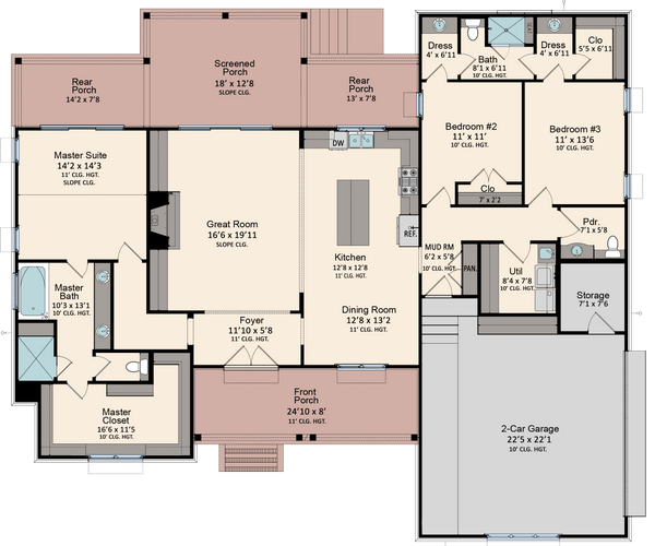 Traditional Floor Plan - Main Floor Plan #1081-1