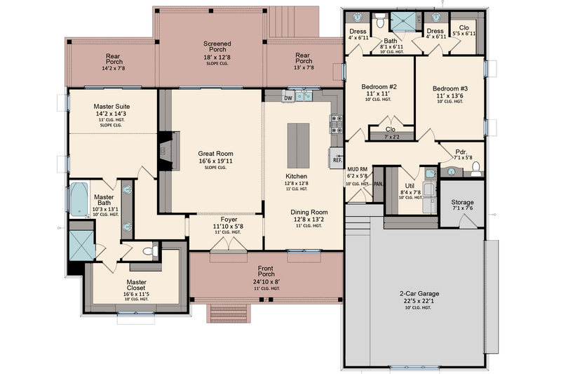 Home Plan - Floor Plan - Main Floor for Traditional House Plan #1081-1 - 3 bed, 2.5 bath