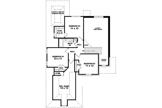 Floor Plan - Upper Floor for European House Plan #81-716 - 4 bed, 2.5 bath