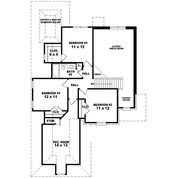 Floor Plan - Upper Floor for European House Plan #81-716 - 4 bed, 2.5 bath