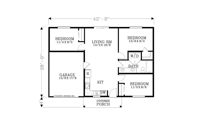 Dream House Plan - Floor Plan - Main Floor for Craftsman House Plan #53-696 - 3 bed, 1 bath