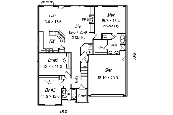 Floor Plan - Main Floor for European House Plan #329-214 - 3 bed, 3 bath