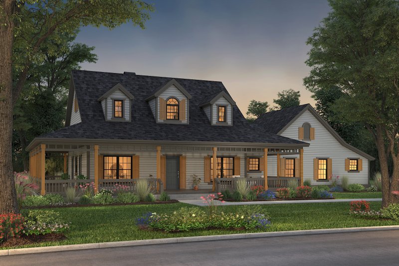 Architectural House Design - Exterior - Front Elevation 5 for Farmhouse House Plan #72-132 - 3 bed, 2.5 bath