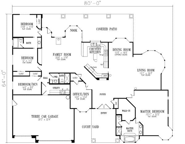 Adobe / Southwestern Floor Plan - Main Floor Plan #1-743