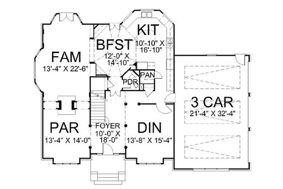 Floor Plan - Main Floor for Colonial House Plan #119-264 - 4 bed, 3.5 bath