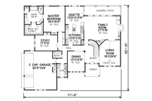 Floor Plan - Main Floor for Traditional House Plan #65-215 - 4 bed, 3.5 bath