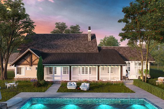 Exterior - Rear Elevation for European House Plan #942-38 - 4 bed, 3.5 bath