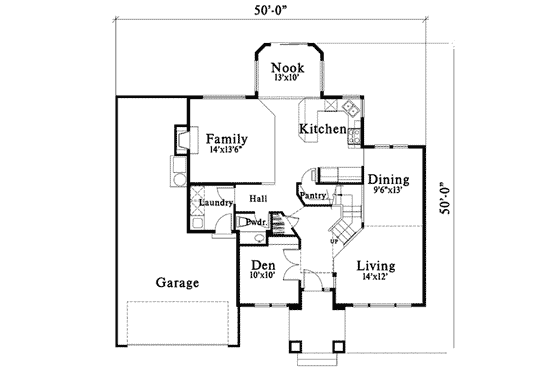 Floor Plan - Main Floor for Traditional House Plan #78-169 - 4 bed, 2.5 bath