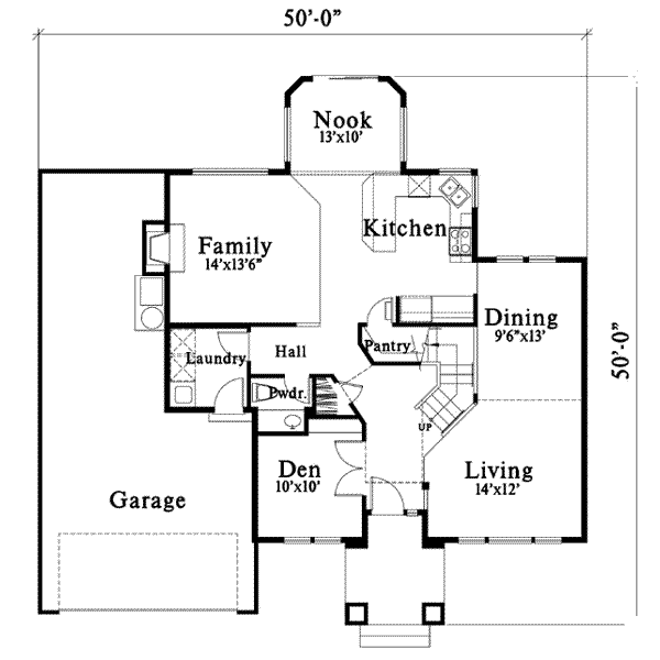 Floor Plan - Main Floor for Traditional House Plan #78-169 - 4 bed, 2.5 bath