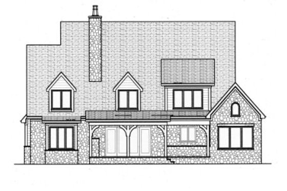 Exterior - Rear Elevation for European House Plan #413-801 - 4 bed, 3.5 bath