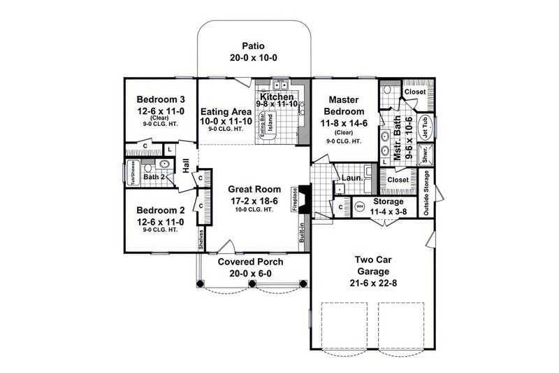 Home Plan - Floor Plan - Main Floor for Country House Plan #21-654 - 3 bed, 2 bath