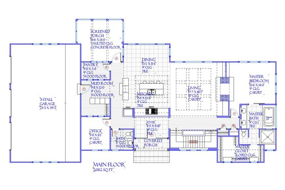 Floor Plan - Main Floor for Farmhouse House Plan #901-145 - 4 bed, 4.5 bath
