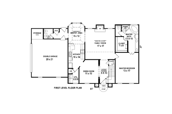 Floor Plan - Main Floor for Colonial House Plan #81-13883 - 4 bed, 2.5 bath