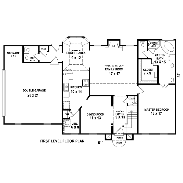 Floor Plan - Main Floor for Colonial House Plan #81-13883 - 4 bed, 2.5 bath