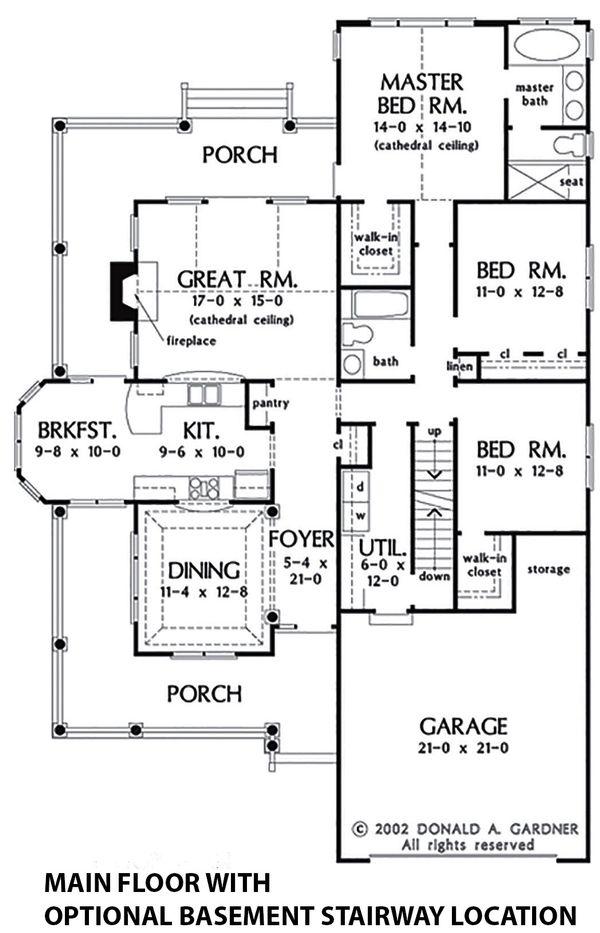 Dream House Plan - Optional Basement Stair Placement