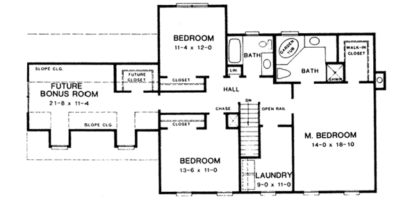 Colonial Floor Plan - Upper Floor Plan #10-242