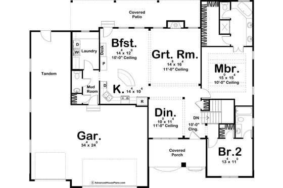 Floor Plan - Main Floor for Traditional House Plan #455-123 - 2 bed, 2.5 bath