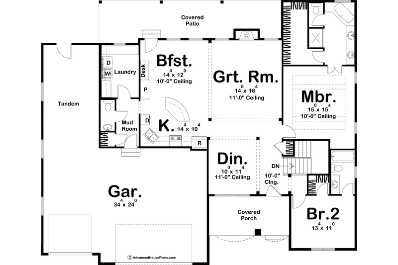 Architectural House Design - Floor Plan - Main Floor for Traditional House Plan #455-123 - 2 bed, 2.5 bath