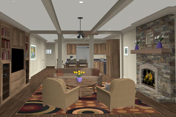 Interior - Family Room for Craftsman House Plan #56-705 - 3 bed, 2 bath