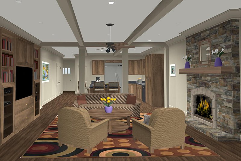 House Plan Design - Interior - Family Room for Craftsman House Plan #56-705 - 3 bed, 2 bath