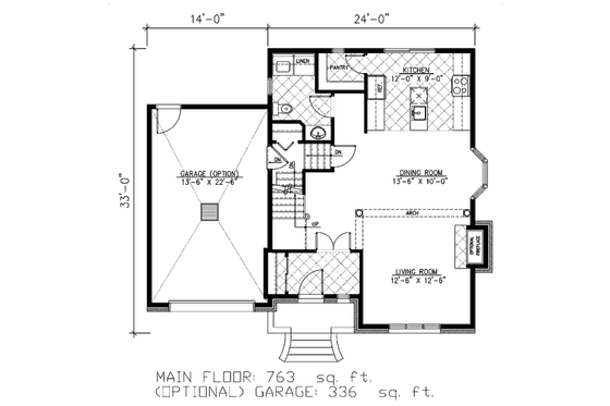 Floor Plan - Main Floor for European House Plan #138-318 - 3 bed, 1.5 bath