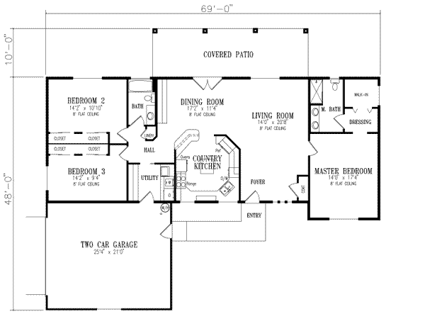 Ranch Floor Plan - Main Floor Plan #1-386