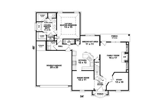 Floor Plan - Main Floor for Traditional House Plan #81-13896 - 4 bed, 2.5 bath